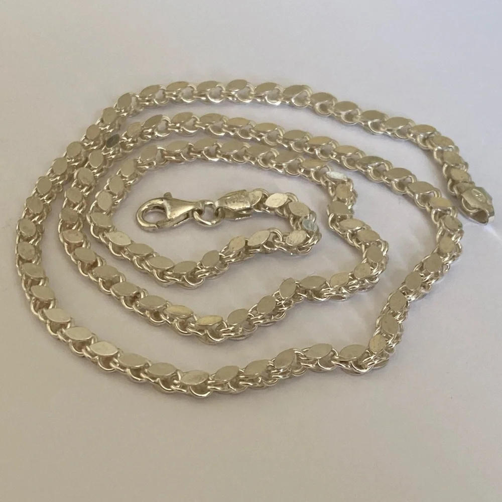 925 silver 23.5” 4mm handmade chain necklace Unisex